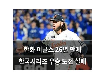 한화 이글스 26년 만에 한국시리즈 우승 도전 실패