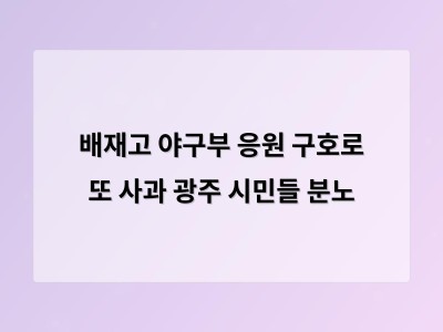 배재고 야구부 응원 구호로 또 사과 광주 시민들 분노