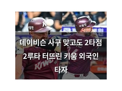 데이비슨 사구 맞고도 2타점 2루타 터뜨린 키움 외국인 타자