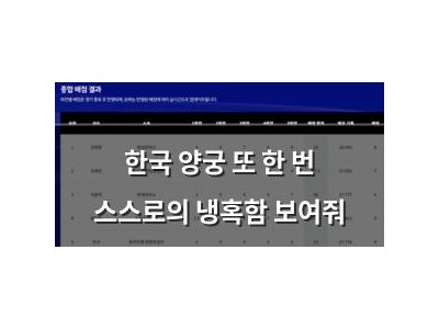 한국 양궁 또 한 번 스스로의 냉혹함 보여줘